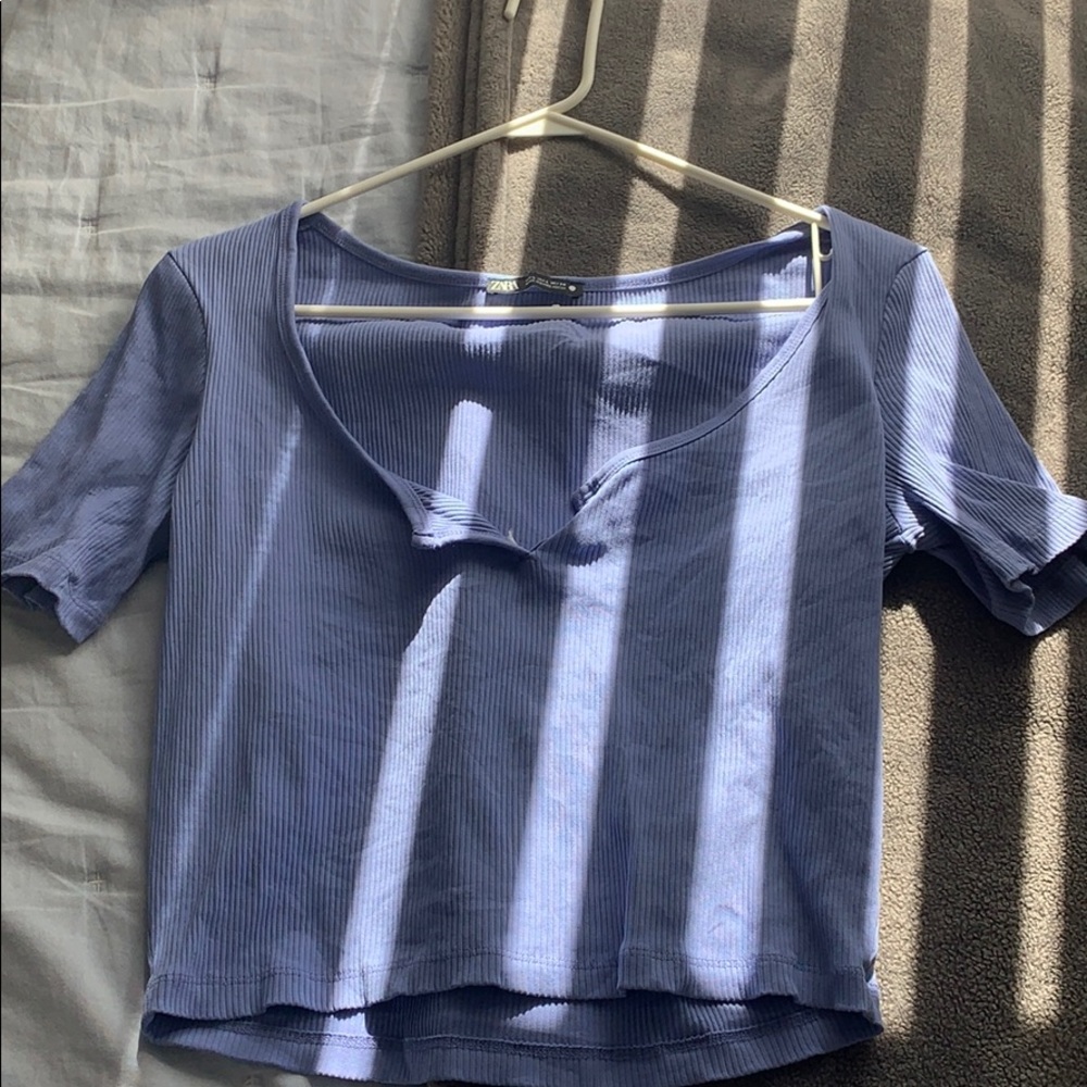 Zara Cropped Ribbed Shirt